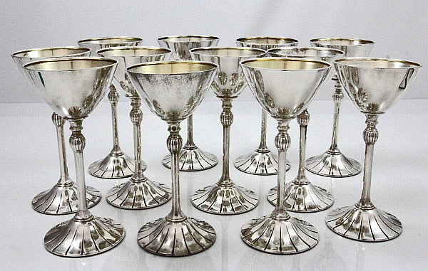 International sterling silver cocktail glasses