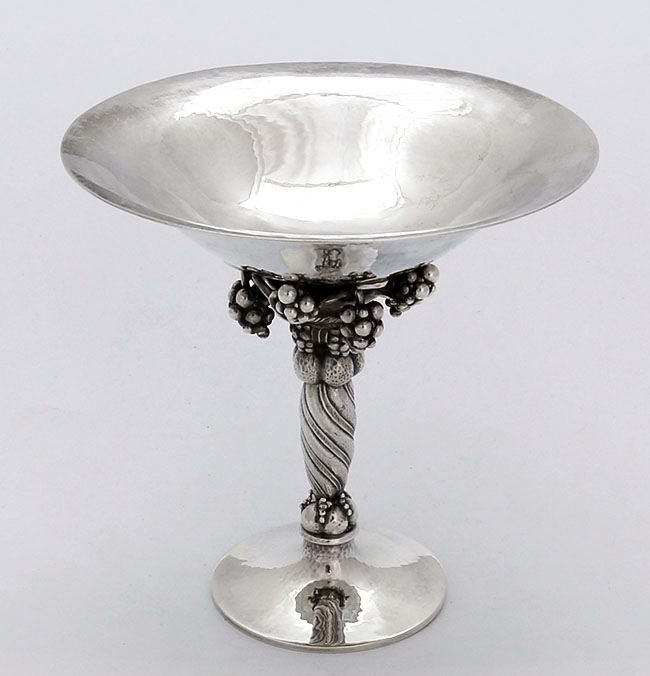 George Jensen 263A hammered sterling compote grapes