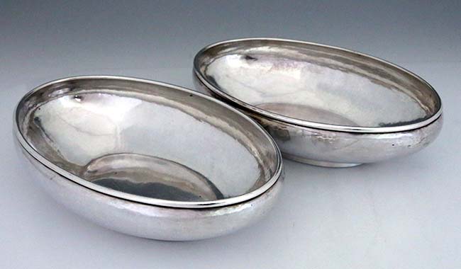 Pair Kalo hand wrought sterling dishes