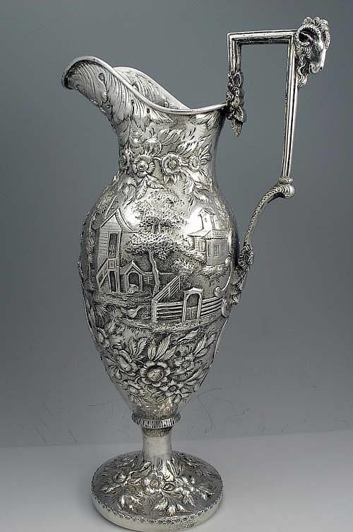 kirk landscape coin silver ewer with maryland state mark