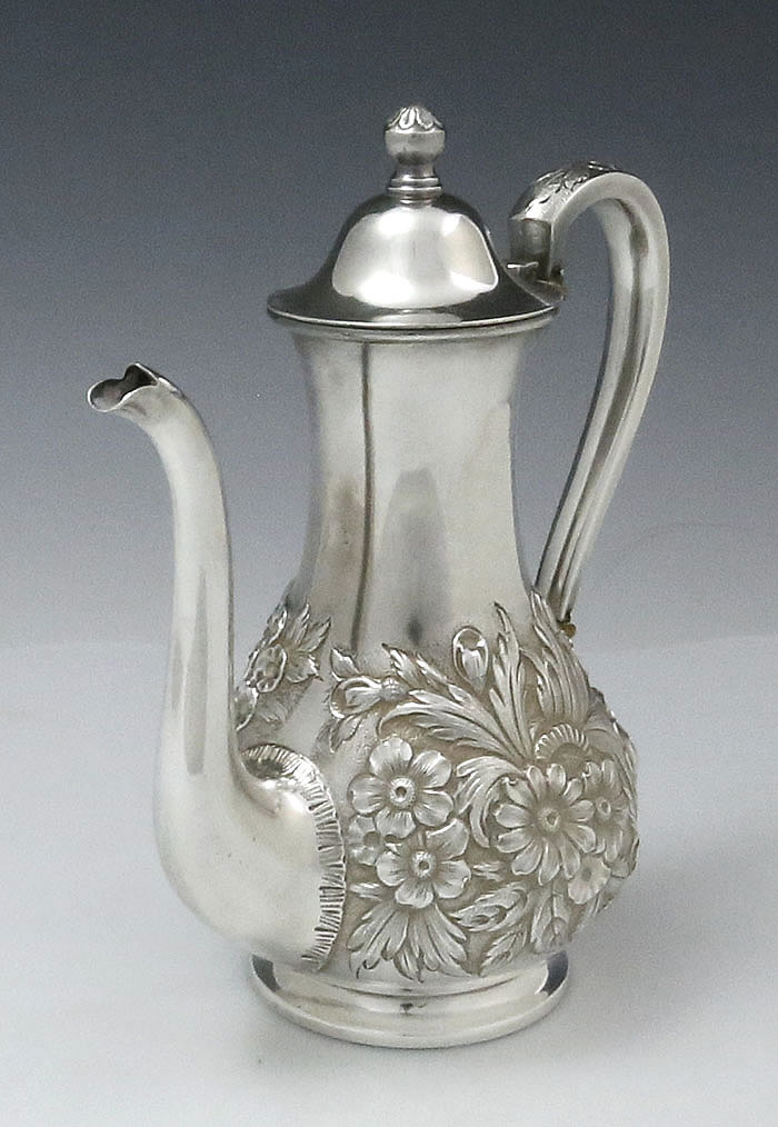Kirk sterling repousse coffee pot
