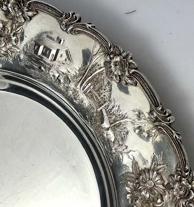 S Kirk and Son co sterling landscape tray charger