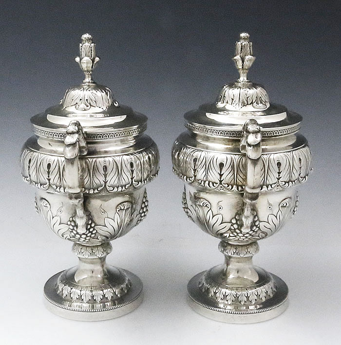 pair of rare Kirk and Son Baltimore covered two handle cups