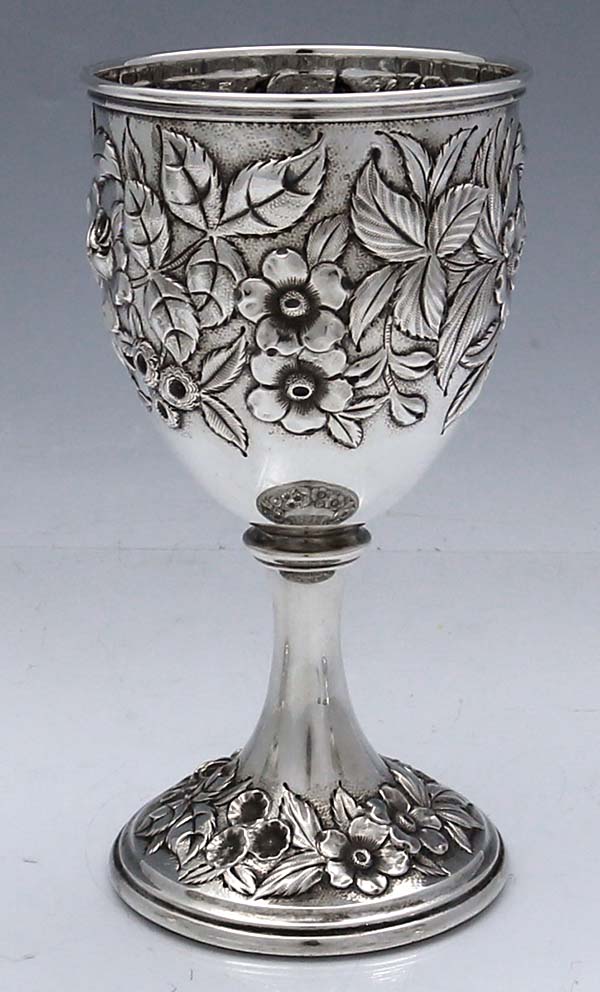S Kirk and Son antique sterling number 209 chased repousse goblet