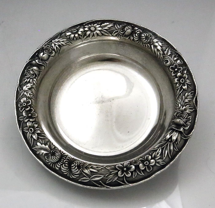 Kirk Repousse sterling candy bowl or bottle coaster