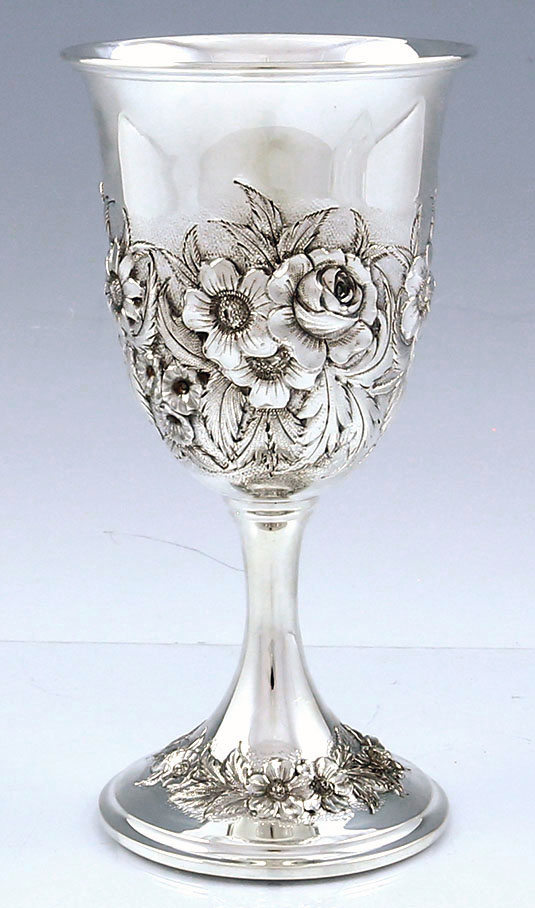 Kirk repousse half chased sterling goblets
