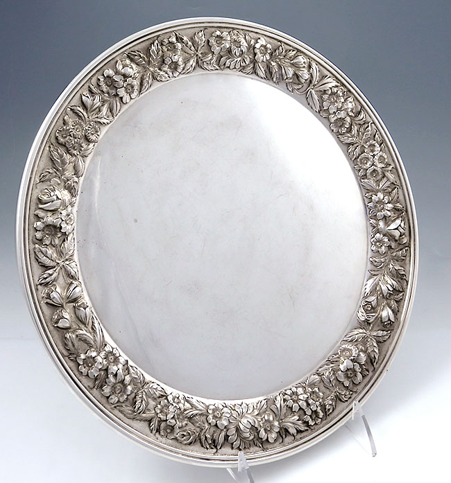 Kirk repousse sterling round tray