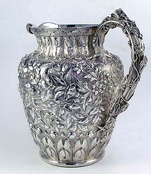 Caldwell for Krider sterling repousse pitcher