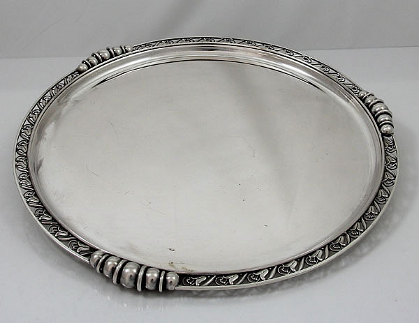Large La Paglia sterling circular tray for INternational silver company