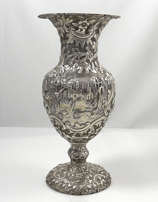 Loring Andrews antique sterling landscape vase