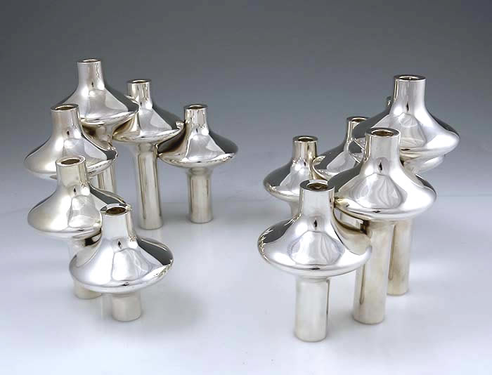 Anton Michelsen pair six light modern sterling candelabra