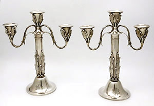 Nicholas Schelnin New York pair of sterling candelabra