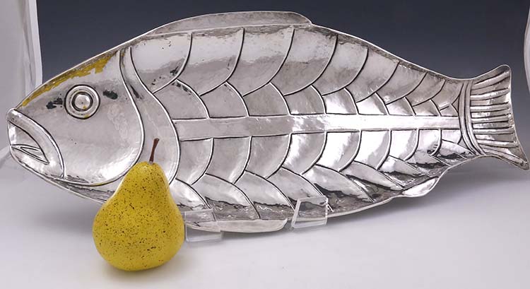 hand hammered Peru sterling silver fish platter