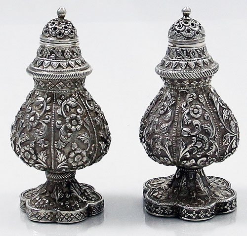 Indian silver pepper and salt shakers