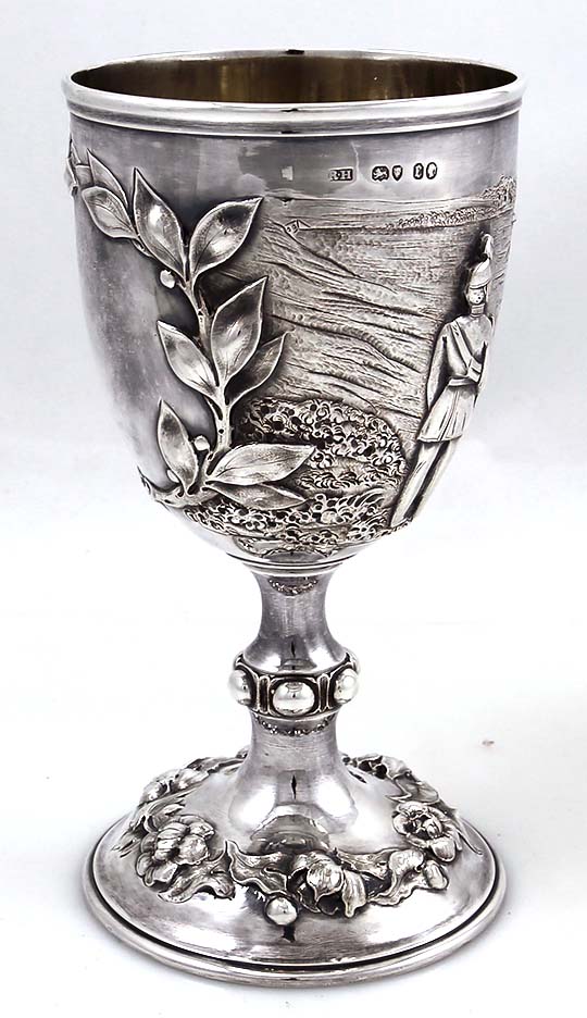 Robert Hennell antique silver goblet with shooting scenes