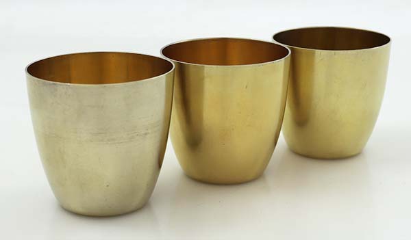 Set of three Shiebler sterling stacking cups