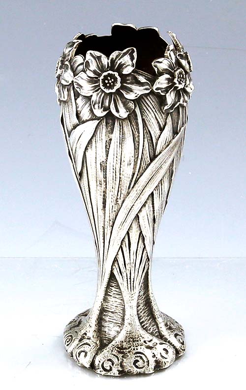 Shiebler art nouveau sterling silver budvase