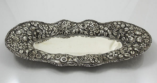 stieff repousse sterling bread tray