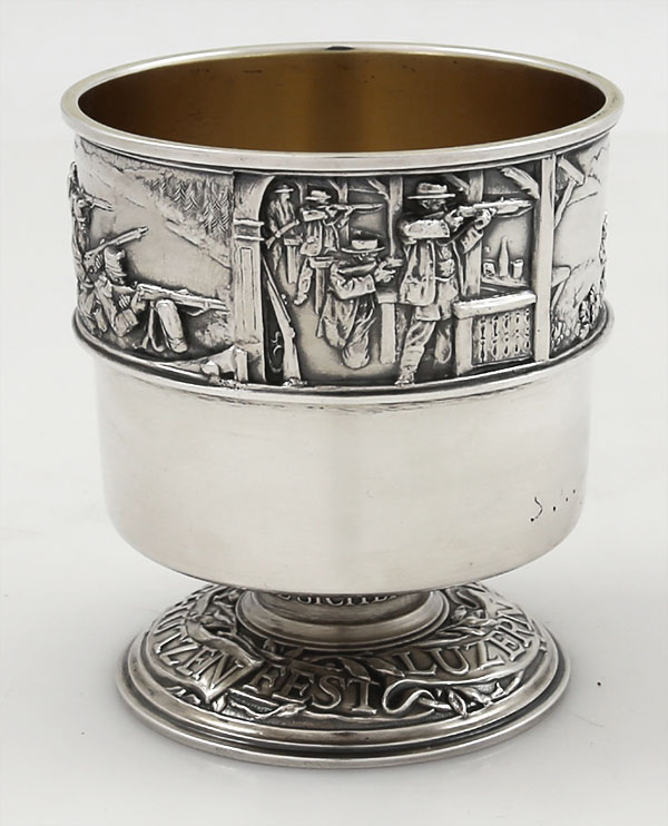 Swiss antique shooting cup goblet 800 silver