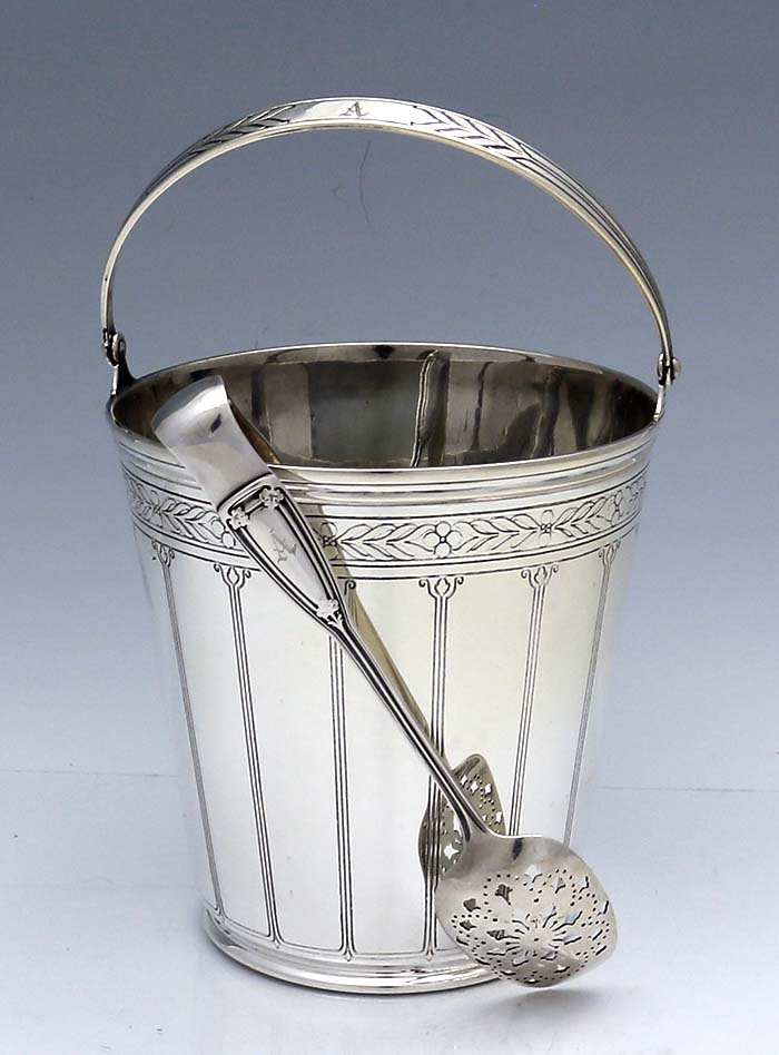 Tiffany sterling ice bucket and ice tongs
