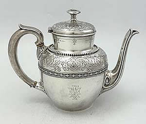 large engraved iffany sterling antique teapot Vanderbilt family