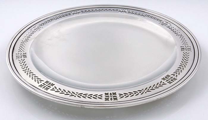 Tiffany sterling silver plate with pierced border