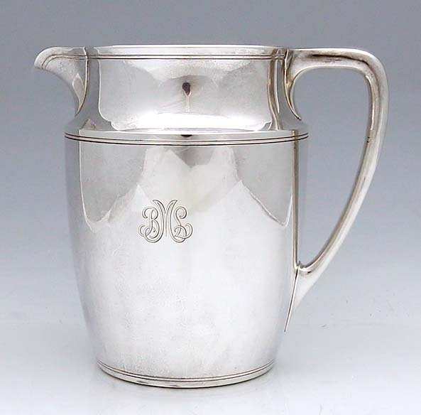 Tiffany art deco plain sterling pitcher