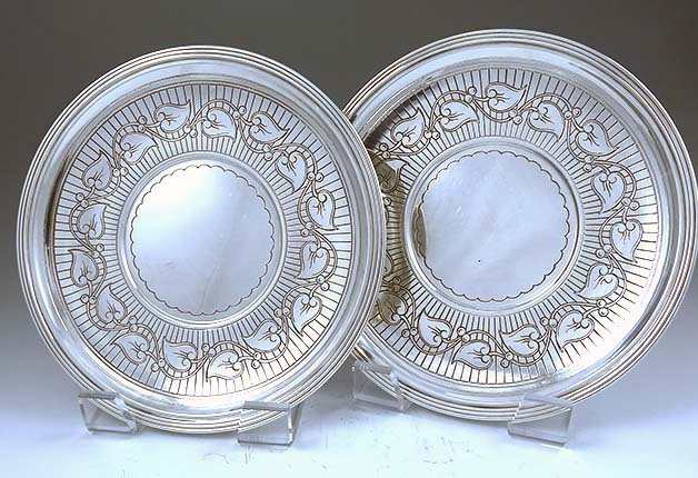 Tiffany sterling 1940s pair of serving plates