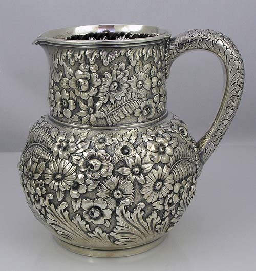 tiffany repousse sterling pitcher