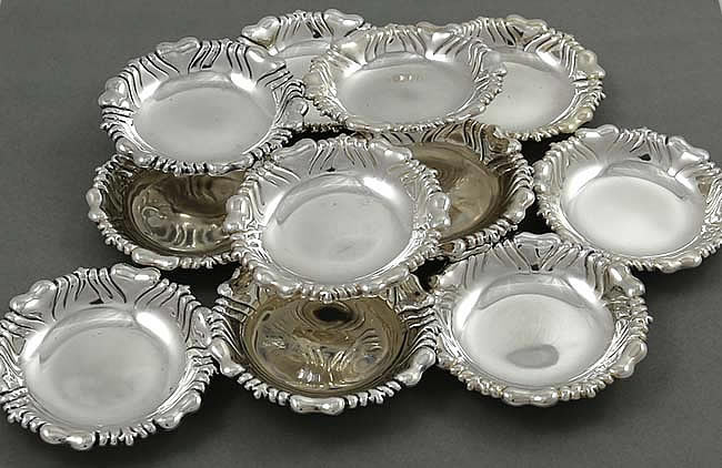 Tiffany antique sterling set of twelve nut cups with c mark