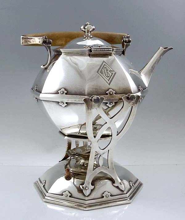 Towle Deco sterling silver teaset with wood insert.