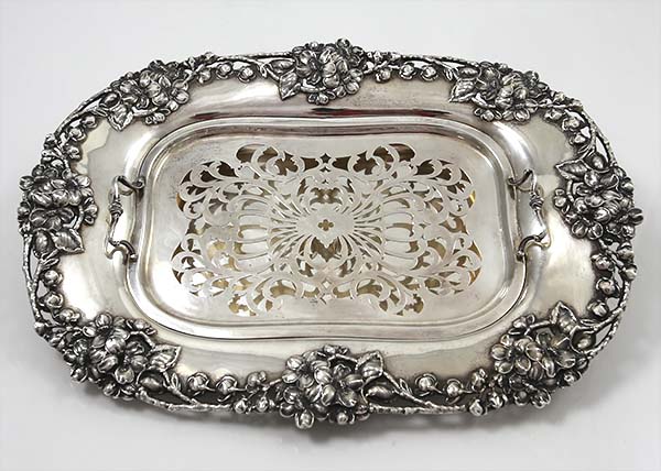 antique sterling silver asparagus tray by Theodore B Starr New York