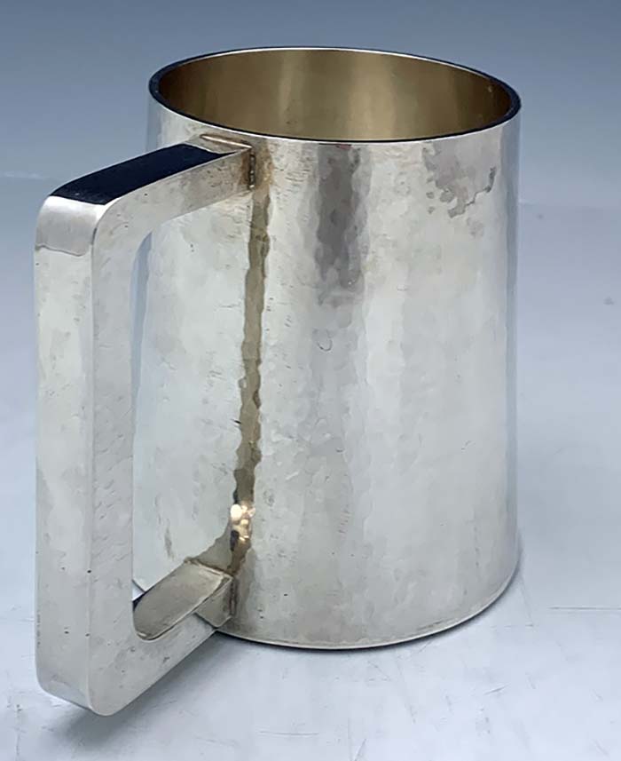Hand hammered sterling silver mug by William Frederick