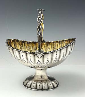 William Gale antique sterling New York sugar basket swing handle