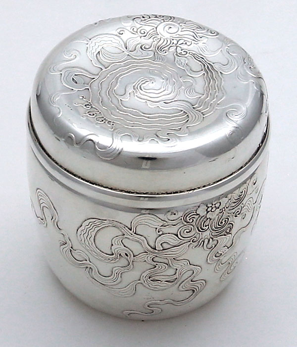 Whiting etched sterling covered jar