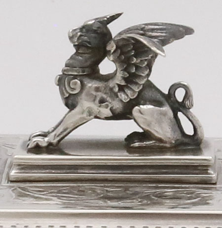 griffin finial on Whiting acid etched box