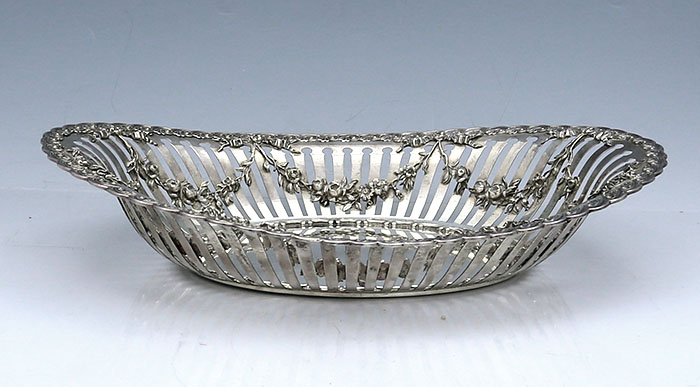 Whiting sterling pierced  bread tray with applied floral swags