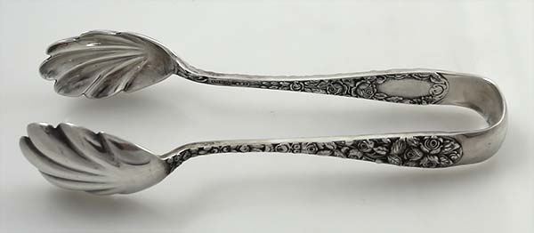 Schofield baltimore rose sterling large ice tongs decorated on both sides