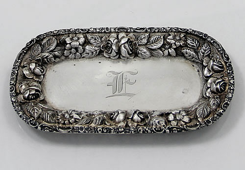 Stieff repousse sterling pin tray