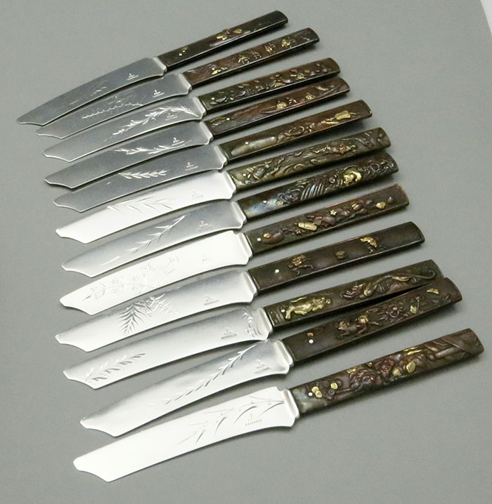 Gorham antique sterling and mixed metals fruit knives