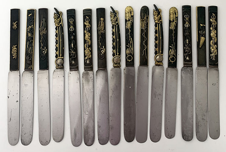 Japanese kozuka knives mixed metals
