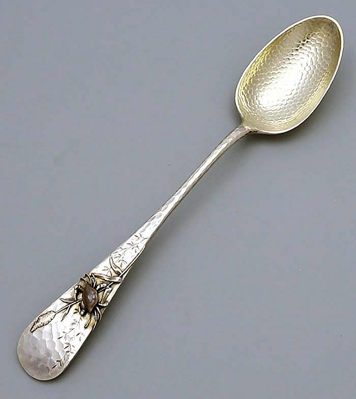 Whiting mixed metals and sterling hammered stuffing platter spoon antique sterling silver