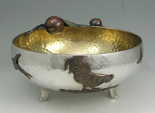 gorham mixed metals sterling and copper hammered bowl