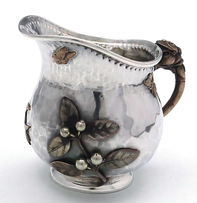 Gorham hammered sterling and mixed metals cream pitcher