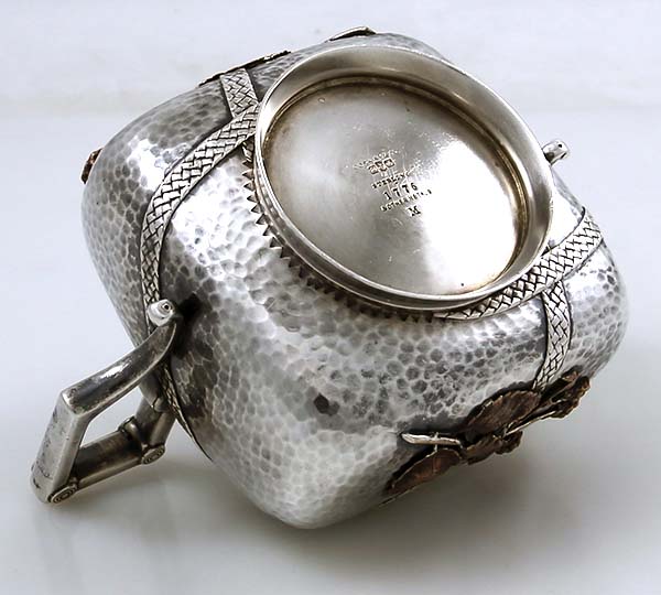 Gorham antique sterling and mixed metals sugar bowl with lid