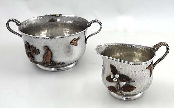 Gorham antique sterling silver and mixed metals sugar and creamer