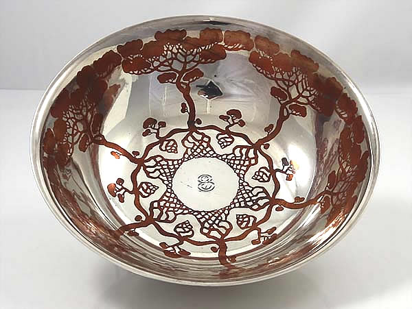 Rare Tiffany sterling and copper mixed metals fruit bowl