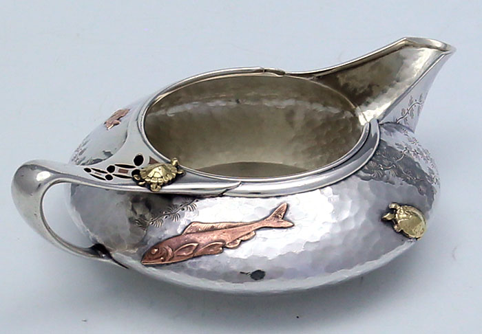 Tiffany mixed metals cream pitcher Japanese motifs circa 1880