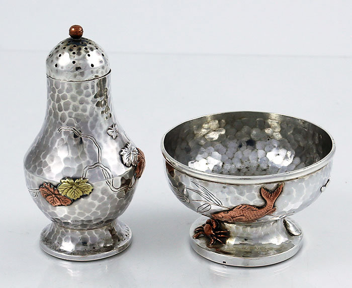 Tiffany sterling antique mixed metals salt and pepper