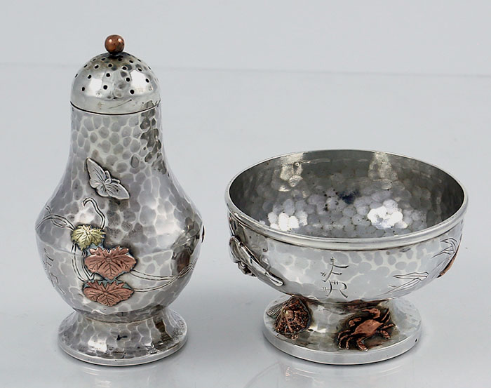 Tiffany sterling antique mixed metals salt and pepper